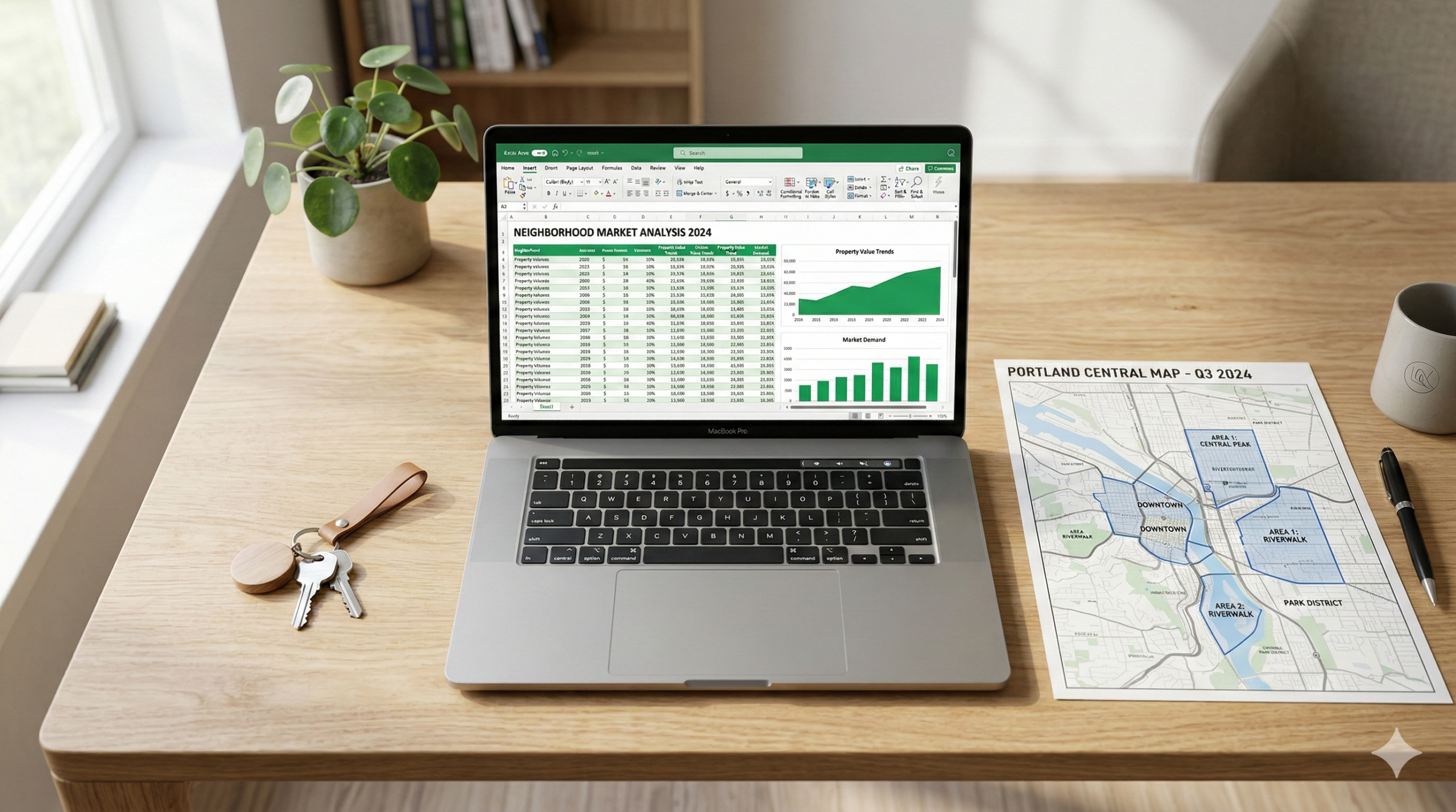 Inversor inmobiliario analizando datos financieros y mapas de micro-zonas para evitar errores en Detroit.